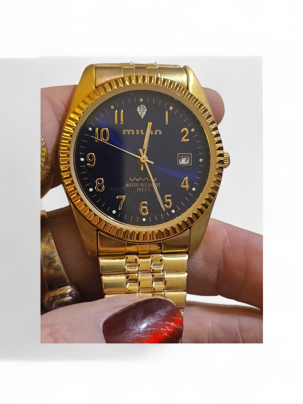 Milano Gold-Tone Men's Watch with Blue Dial